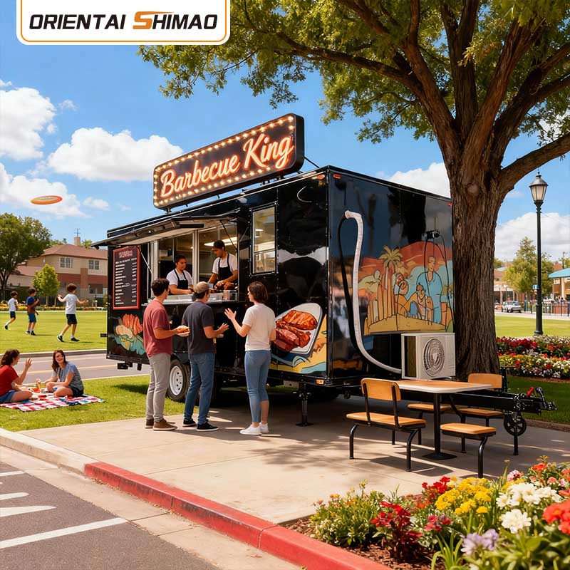 Carrello portavivande Cucina mobile Attrezzatura da ristorante commerciale Catering Rimorchio portavivande elettrico Camion portavivande per uso stradale