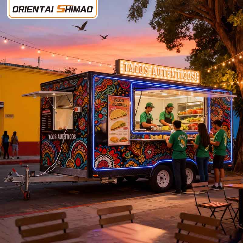 Rimorchio per catering mobile Carrello per hot dog per cibo di strada Rimorchio per cibo completamente attrezzato Camion per alimenti