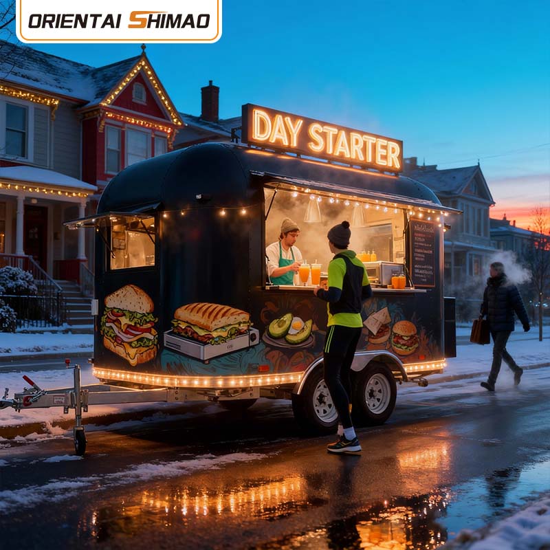 Trailer degli hotdog per pizza e caffè